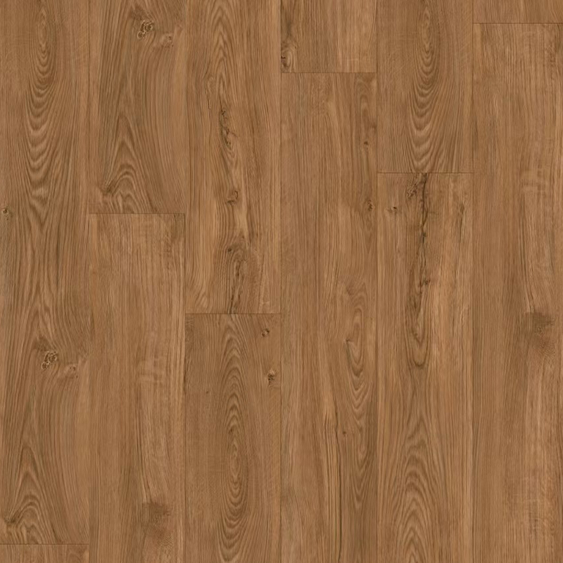 Lantai Papan Vinyl Klik SPC Pola Kayu Ek Coklat Hangat